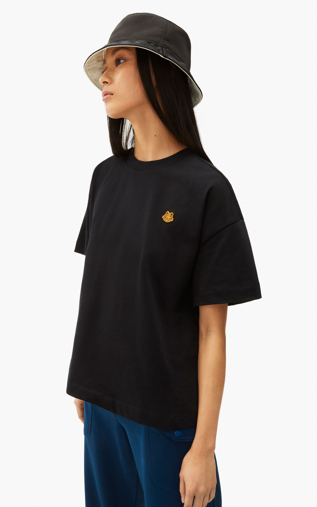 Kenzo Tiger Crest boxy Camisetas Mujer Negras | 8561390-GV